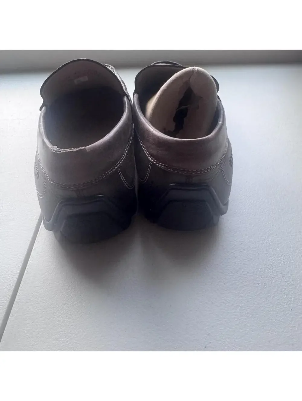 ECCO Brown Leather Moc Toe Loafers Slip On Dress Shoes